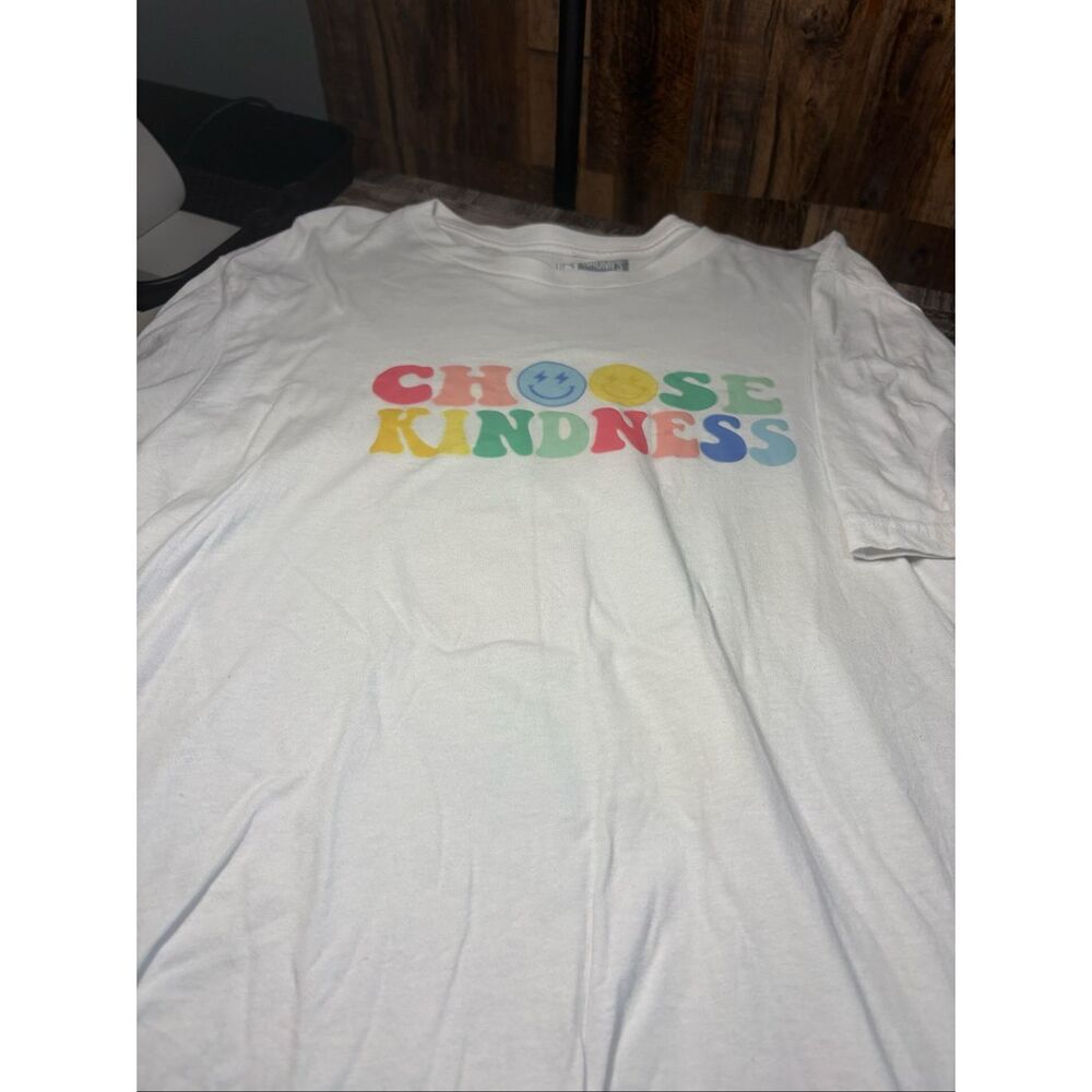 Plus Naomis Choose Kindness Graphic T Shirt White Rainbow Smiley Tee